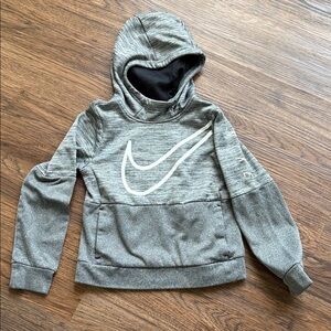 Nike Heather Gray Hoodie with White Swoosh Boys Small